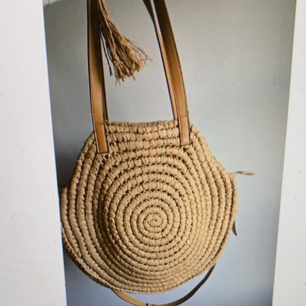 Straw Khaki Round Shoulder Bag Summer Beach Woven Bag